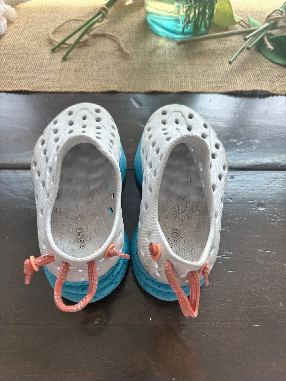 Kids White Water Shoes with Blue Sole — Slip-On Quick-Dry